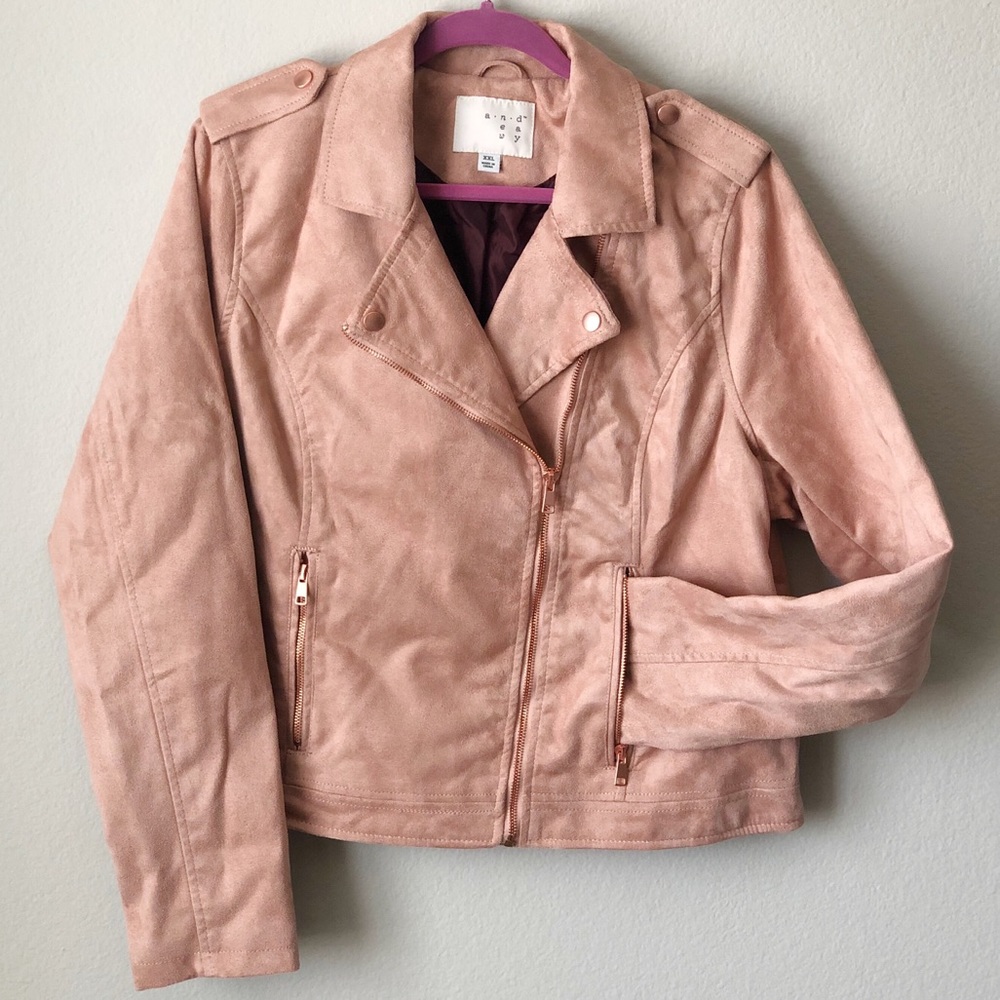 A NEW DAY > faux suede asymmetrical moto jacket